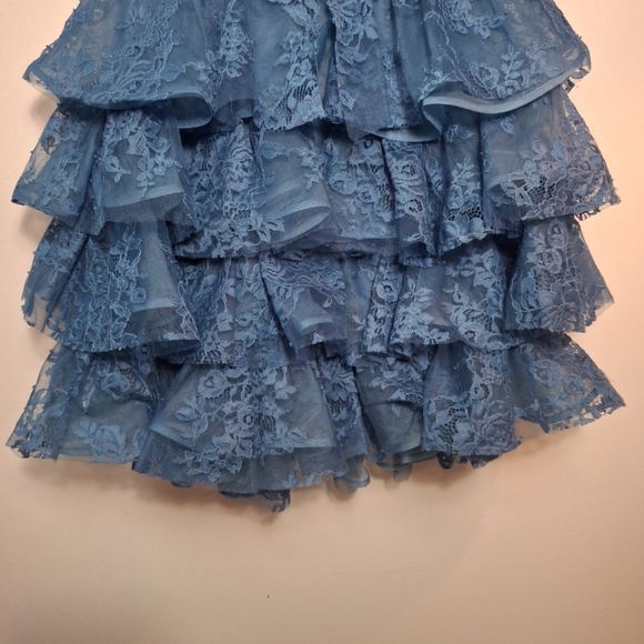 Alice And Olivia Periwinkle Blue Lace Ruffle Bustier Dress Size 4 - Picture 6 of 10